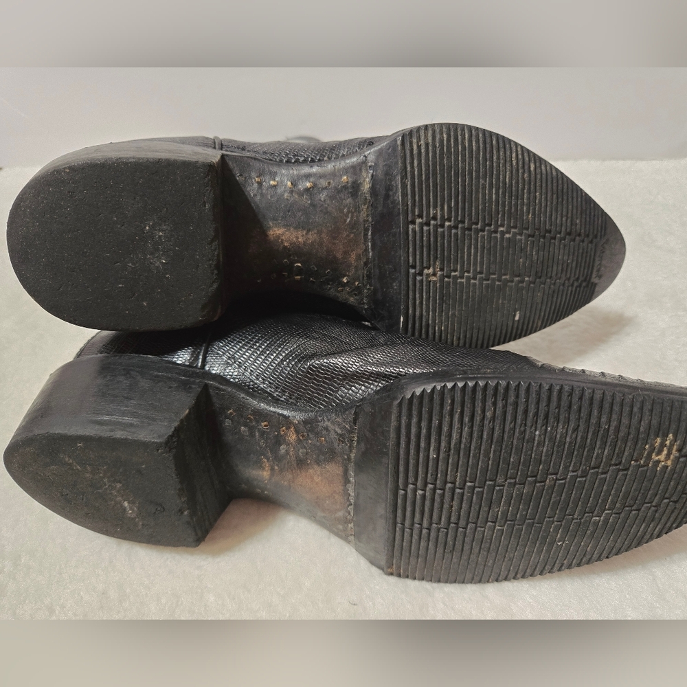 El General 1901 Lizard Print Point Toe Western Cowboy Black Boots GUC Size: 10 - Picture 4 of 15